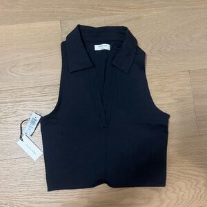 Babaton Black Contour Polo Tank